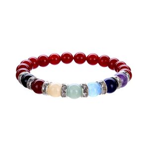 8mm natürliche Lava Stein Heilung Perlen Kristall Stränge Armbänder für Männer Frauen Stretch Yoga Charme Schmuck