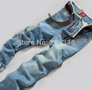 Wholesale-Men Stylish Designed Straight Slim Fit Trousers Casual Jean Pants 10 Size Blue