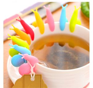 moins cher mignon colorfil silicone vin verre escargots étiquettes silicone thé tasse tasse marqueurs ensemble potable étiquette verres marqueur livraison gratuite