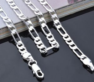 925 Sterling Silver plated pretty Classic fashion 4MM chain men style necklace 16-30inches 3:1 Sideways Necklace 2024417