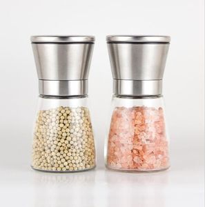 Stainless Steel Manual Salt Pepper Mill Grinder Seasoning Bottle Grinder Glass Kitchen Accessaries Tool Premium Salt Grinder KKA2073