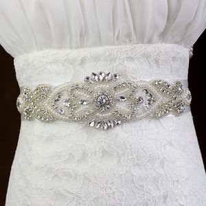 Nowy Luksusowy Kryształ Bridal Sashes Wedding Belt Rhinestone Pearl Zroszony Tanie Darmowa Wysyłka W magazynie Biały Kości Słoniowej Szampan