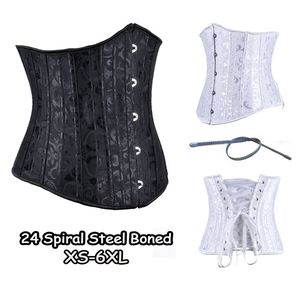 Corset 24 Full Steel Bone Waist Cincher Trainer Satin Corset Midje Training Corsets Underbust Plus Size Corset Modeling Strap XS-6300P