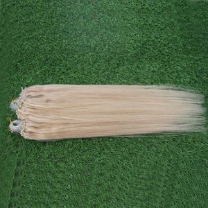 #613 Bleach Blonde Brasilianische Haar-Mikroperlen-Extensions 100g brasilianische gerade Micro-Link-Echthaarverlängerungen 100er