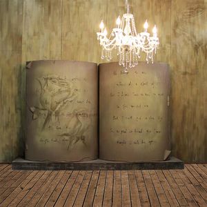 Brown Wooden Wall Photographic Background Book Children Candles Crystal Chandelier Wedding Photography Backdrops Vintage Wood Planks Floor