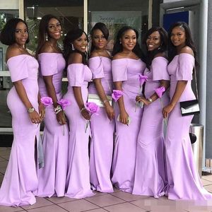Graciösa sjöjungfru brudtärna klänningar för bröllop 2019 sydafrikanska korta ärmar sjöjungfru brudtärna klänningar billiga kvinnor formella slitage