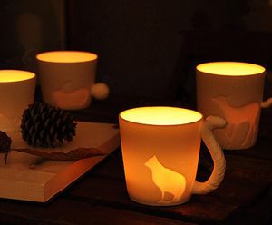 La tazza animale libera di Shipping+cute kinto ha glassato il candlestickmug di ceramica, 36pcs/lot