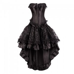 Top a corsetto con bordo in pizzo smerlato taglie forti con gonna a strati con motivo floccato per la festa di ballo di Halloween Costume da corsetto da ballo per donna