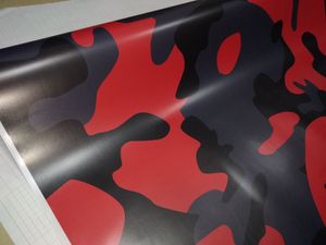 Kırmızı Siyah Büyük Camo Vinil Araba Sarma Hava Yayınlı Parlak / Mat Kamuflaj Çıkartmaları Kamyon grafikleri kendinden yapışkanlı 1.52X30M (5x98ft)
