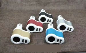 3 In 1 Dual USB Car Charger with Cigarette Lighter Interface 5V 2.1A Real for smart phone pad 400pcs/lot