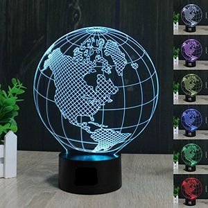 地球アメリカ世界3D幻想LEDナイトライト7カラーデスクテーブルランププレゼント