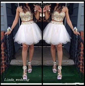 2019 Dwa Kawałek Prom Dress Sexy Linia 2 Sztuka Kryształ Zroszony Krótki wieczór Party Suknia Sukienka Homecoming Sukienka Plus Size Vestidos de Festa