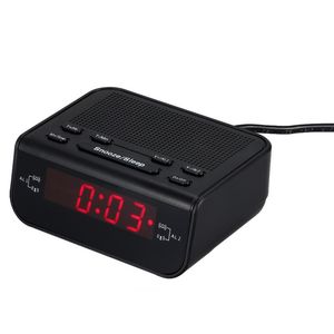 Freeshipping Nuovo arrivo Sveglia digitale Radio FM con doppio allarme Cicalino Snooze Timer di spegnimento LED rosso Visualizzazione del tempo Orologio da tavolo radiofonico