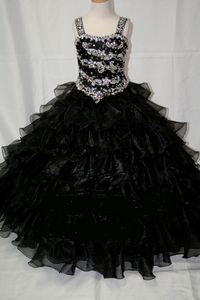 Black Girl Pageant Dresses 2017 Floor Length with Ruffles Skirt and Bling Bling Crystals Bodice Princess Purple Pre-Teens Pageant Dress