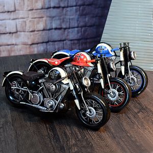 Retro Tinplate Motorcycle Toy Modelo com capacete, Handmade Art, ornamento criativo, tamanho grande, para o presente Kid Party', Coleção, Decoração