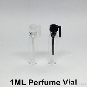 Black White Cap 1ML Empty Glass Perfume/Cologne Sample Vials With Droppers Samplers Clear Bottle For Essential Oils Aromatherapy