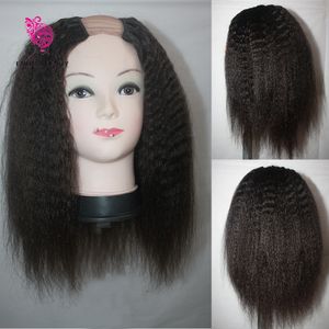 100% Virgin Brazilian U Part Wig Kinky Cabelo Humano Humano Peças Peças Perucas Com Correias E Pentes Grossas Italiano Yaki Abertura de Abertura de Yaki