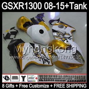 золотой 8gifts блеск для Suzuki Хаябуса GSXR1300 08 15 GSXR-1300 14MY114 1300 GSXR системы GSX Р1300 08 09 10 11 12 13 14 15 обтекатель белый золотой