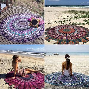 2021 Partihandel Scarf Boho Etnisk Stor Round Tapestry Sjal Vägg Hängande Strand Kasta Mathandduk