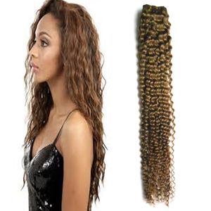 # 8 Ljusbrun obearbetad jungfrubrasilianskt lockigt jungfru mänskligt hårväv 100g Tissage Kinky Curly Human Hair Extensions buntar 1pcs