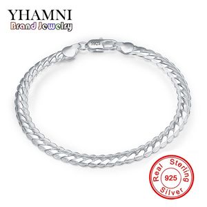 YHAMNI Original Real 925 Sterling Silve Bracelet Silver Tone bracelet Customized Mens Wholesale Jewelry Have S925 Stamp H199