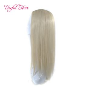 24Inch ombre färger 60cm långvarig rak stil syntetiska peruker ingen spets fram peruk blonda hår syntetiska hår peruker för kvinnor användbart hår