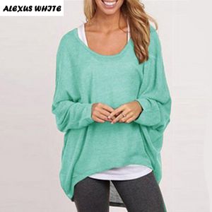 Wholesale- 2017 Autumn Winter Cashmere Sweaters Women Fashion Sexy V-neck Sweater Loose Wool Sweater Batwing Sleeve Plus Size Pullover
