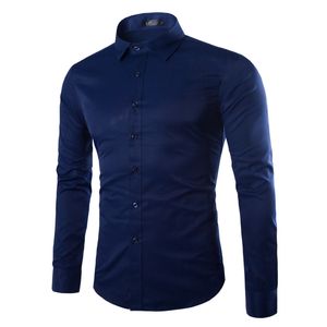 셔츠 도매 플러스 크기 5XL 남자 셔츠 2016 가을 패션 Longsleeve Chemise Homme Solid Slim 캐주얼 셔츠 남성 의류 Camisa Social