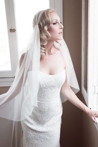 Juliet Wedding Veil White Ivory Champagne Custom Color Knee length Cut Edge Bridal Veil One layer 123a