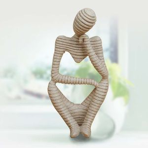 Wholesale stripe technology resale online - Nature sandstone Stripes Abstract thinker Figure Crafts Resin Technology Hand Carved Figurine European Style Home Decoration