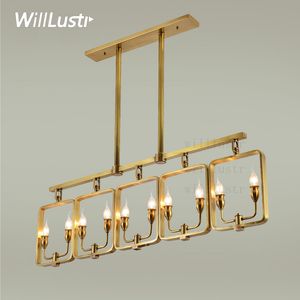 Willlustr Code Beadant Lamp Латунь Висячие Света Свеча Люстра Современная Подвеска Освещение Американская Стильная Страна Nordic