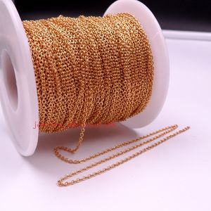 factory price wholesale 50meter / ro Lot Gold Plated Stainless steel jewelry finding Thin 1.8mm Smooth Oval Link chain DIY Necklace Bracelet