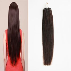 # 2 Darkest Brown Micro Loop Human Hair Extensions 50g Loop Ring Links Remy Proste 100% Prawdziwe włosy 50 nici