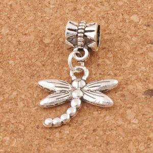 Metalli Dragonfly insetto Big Hole Perline 100pcs / lot Tibetan Silver Dangle Fit Braccialetti europei Bracciali di fascino FAI DA TE B176 18.1x27mm