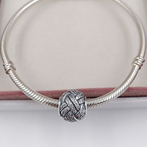 Andy Jewel 925 perline in argento sterling scintillanti ciondolo con nodo d'amore adatto per bracciali gioielli stile Pandora europeo collana 791537CZ