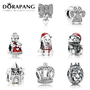 Dorapang Authentic 925スターリングシルバービーズチャーム漫画愛のハートクリスタルルースビーズフィット女性ブレスレットバングルDIYジュエリーギフト