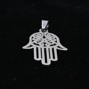 free shipping wholesale 10pcs fashion mens Stainless steel 29*42mm Hamsa hand LOGO pendant charms Tag silver polished without chain