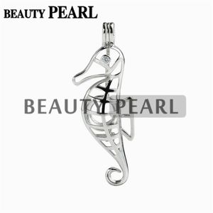 5 Pieces Gift Sea Horse Pearl Cage Pendant Mounting Wish Love Pearl 925 Sterling Silver Cages