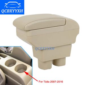 Caso Para Nissan Tiida Armrest Center Storage Box Preto Cinza Creme Cor De Couro ABS Com Cinzeiro Vencedor Do Copo Acessório 2007-2016