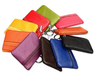 100Pcs/lot New Arrival Leather pure Coin purses keychains keys wallet Purse change pocket holder organize cosmetic makeup