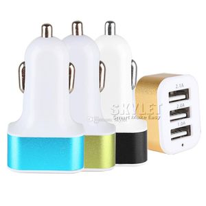 Sollelet Car Charger 5V المزدوج 3 منافذ شحن محول 3U متوافق مع Samsung Huawei LG