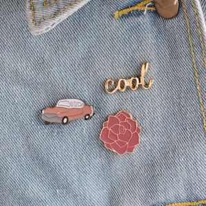 New Fashion Jewelry Brooch Enamel Pins Collar Badge Red Car Flower Cool Design Factory Wholesale