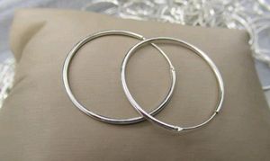 Solid Silver Hoop Earrings Women Elegant Exaggerated Big Circle Stud Earrings Huggie Anti allergic Sterling Silver Jewelry