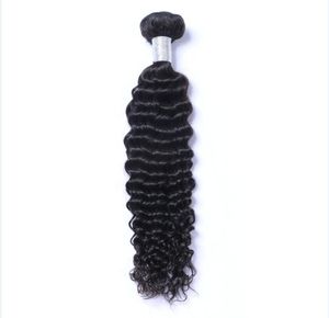 Cabello humano virgen de Malasia Onda profunda Rizado Sin procesar Remy Cabello teje Tramas dobles 100 g / Paquete 1 paquete / lote Se puede teñir blanquear