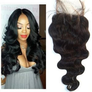 G-ESLE BODY WAVE LACE STÄNGNING BRAZILIAN VIRGINE HÅRS POTHERGÅNG FREE FRI MIDDEL DEL CURLY HURLIG HÅR STÄNGNING