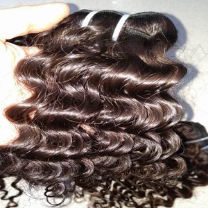 Virgin Hair Bundle Extension 1 sztuka 10 $ Malezyjski Indian Peruwiański Włosy Splot Wątek Duży Kręcone Naturalne Kolor