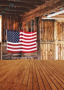 American Flag Backdrop for Photo Studio Vintage Wood Wall and Floor Photography Booth Backgrounds Printed Picture Shooting Props