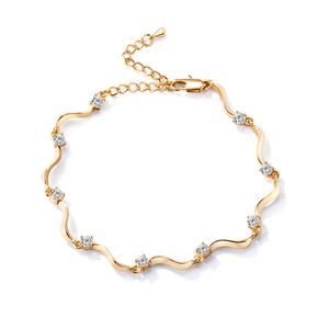 Antyczna wzór letnia bransoletka żółta złoto platowana cZ fala łańcuch kostki seksowna kostka biżuterii dla dziewcząt kobiety