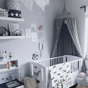 Wholesale- Kid Bed Canopy Bed Curtain Round Dome Hanging Mosquito Net Tent Curtain Moustiquaire Zanzariera Baby Playing Home Klamboe