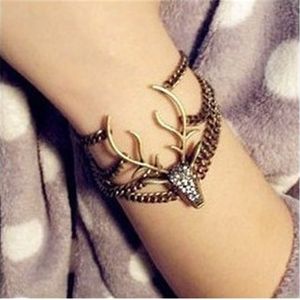 Link, Chain retro multi-storey diamond horn bracelet Korea flash drill deer head bracelet wholesale